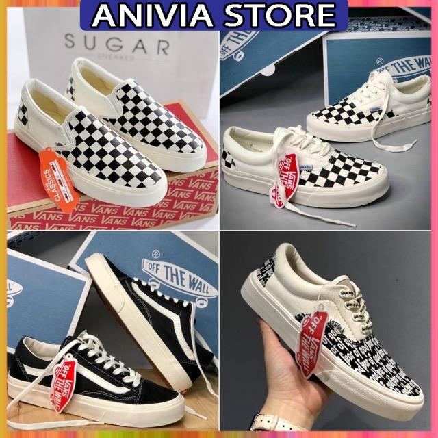 Giày Vans các màu Hot trend Vans lười caro và Van đen vault, caro buộc dây,chữ thể thao sneaker nam nữ