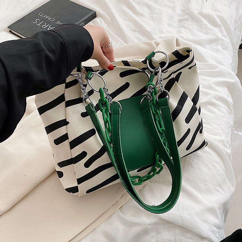 IELGY Túi Đeo Vai Vải canvas Cỡ Lớn In Họa Tiết Ngựa Vằn Thời Trang Cho Nữ