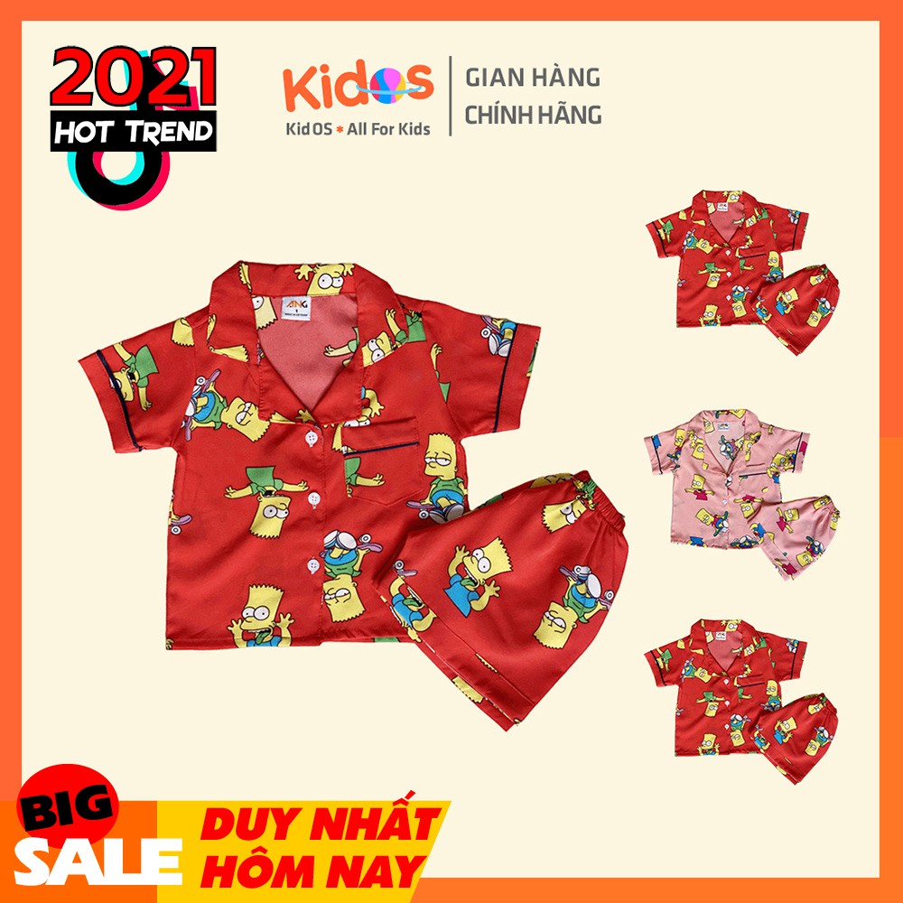 Đồ bộ Pijama lụa trẻ em cao cấp KidOS thoáng mát cho bé trai từ 1 – 14 tuổi họa tiết ngộ nghĩnh năng động