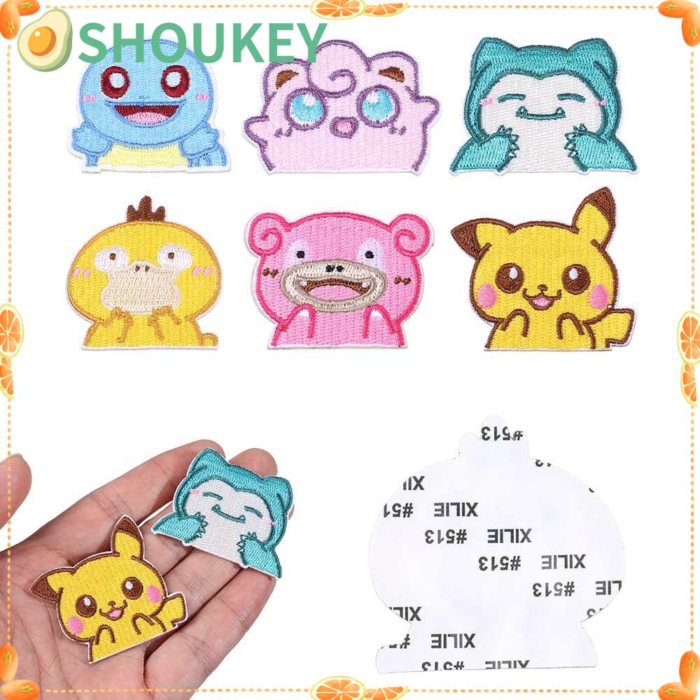 SHOUHOU Pokemon Water Bottle Stickers Anime Game Self-adhesive Patch DIY Clothes Bag Accessories Badges Patches