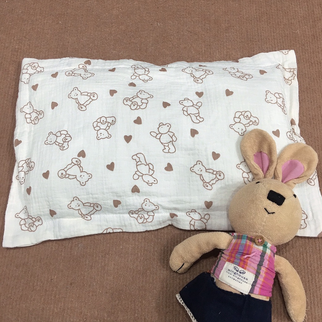 Gối bông xô muslin Be 27x43x1,5cm cho bé sơ sinh