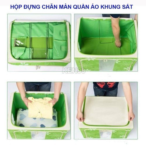 HỘP ĐỰNG CHĂN KHUNG SẮT, ĐỰNG ĐỒ ĐẠC ĐƯỢC NHIỀU NĂM KT: 50x33x40cm (Ảnh thật)