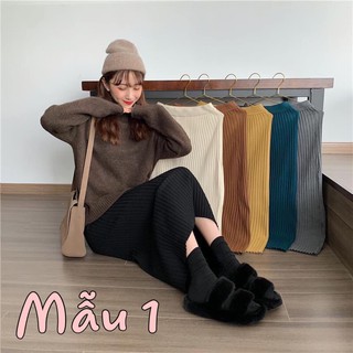 Chân váy midi len,có ảnh thật.