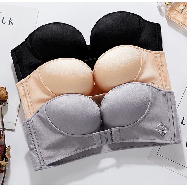 O08 Áo Lót Nữ Nâng Ngực KATHY BRA Cúp Ngang Chống Tụt Có Mắc Cài Trước Không Dây Không Gọng Siêu Đẩy