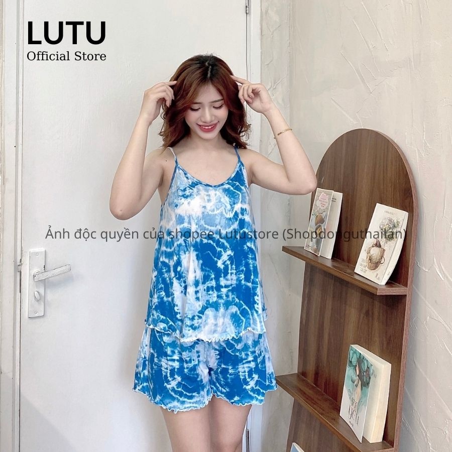 Bộ ngủ hai dây cotton xuất dư họa tiết dễ thương chất mềm mát pijama mùa hè