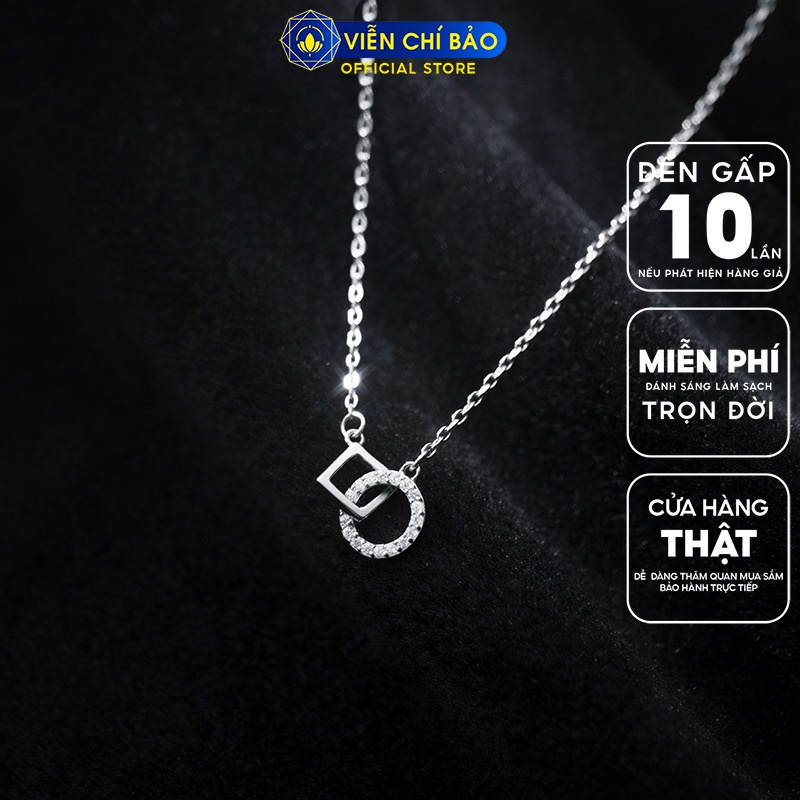 Dây chuyền bạc nữ mặt vuông tròn chất liệu bạc 925 thời trang phụ kiện trang sức Viễn Chí Bảo D400373