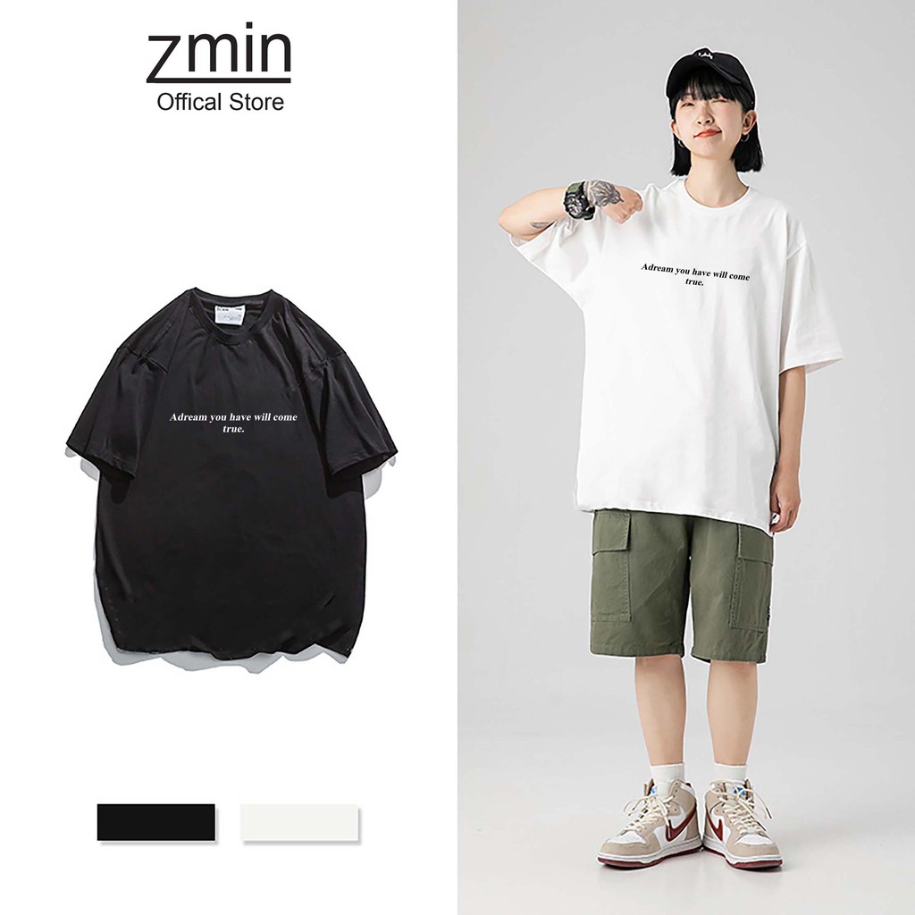 Áo thun nam nữ tay lỡ Zmin, dáng Unisex form rộng phong cách ulzzang - U006