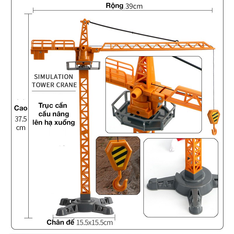 Đồ chơi trẻ em bộ giàn cẩu công trình gồm 37 chi tiết, nhựa an toàn, chi tiết sắc sảo, nhiều tạo hình khác nhau