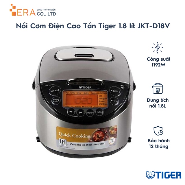 [Mã ELHADEV giảm 4% đơn 300K] Nồi cơm điện tử cao tần Tiger JKT-D18V dung tích 1.8L