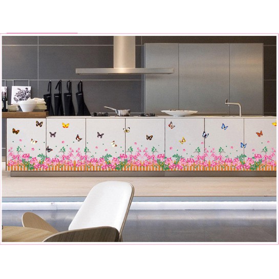 Decal trang trí hàng rào Hoa Nhí Hồng cực xinh
