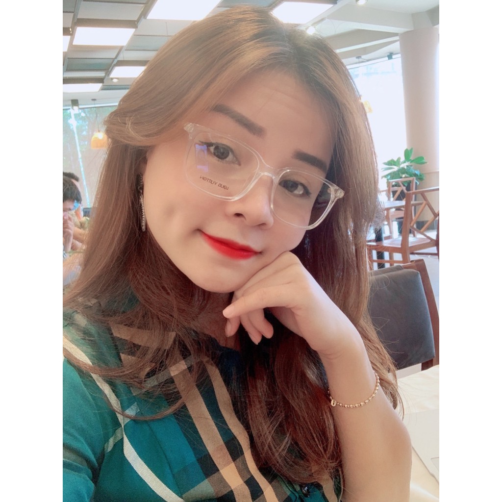 Gọng kính cận vuông A1014 kèm sẳn tròng 0 độ chống ánh sáng xanh bảo vệ mắt trước màn hình phù hợp mặt tròn, dài | BigBuy360 - bigbuy360.vn