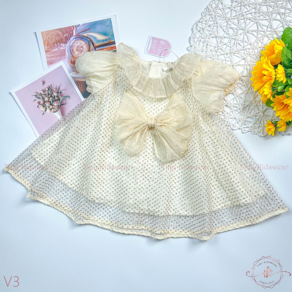 Váy/ Đầm công chúa lưới kim tuyến phối voan lụa cho bé gái từ 9-17kg (CÓ ẢNH MẪU MẶC) [V3]