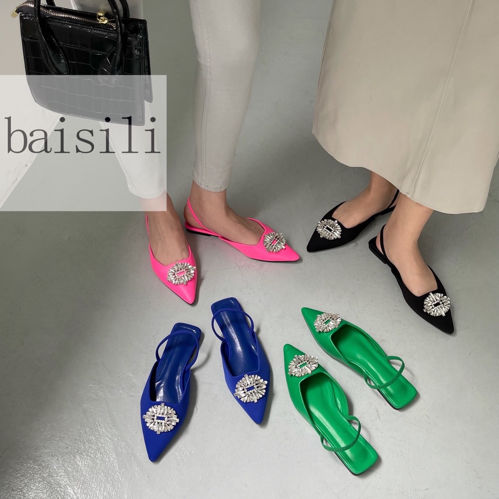 SANDAL NỮ BAISILI - GIÀY THỜI TRANG BỆT PHONG CÁCH NỮ TÍNH BÍT MŨI NHỌN ĐẾ THẤP BS220904