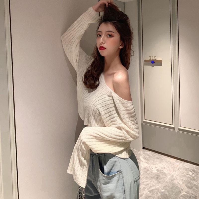 Mặc gì đẹp: [Chất Lượng] Áo dệt kim dài tay màu trơn phong cách Hàn Quốc thời trang cho nữ