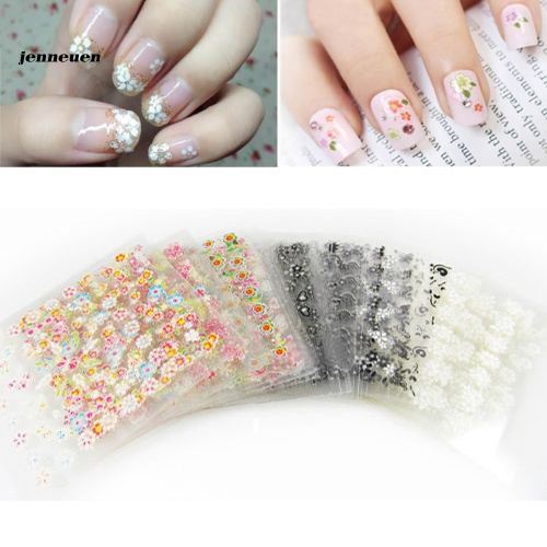 [Hàng mới về] Set 50 tờ hình dán bông hoa và bướm 3D kết hợp dùng cho trang trí móng tay DIY thời trang