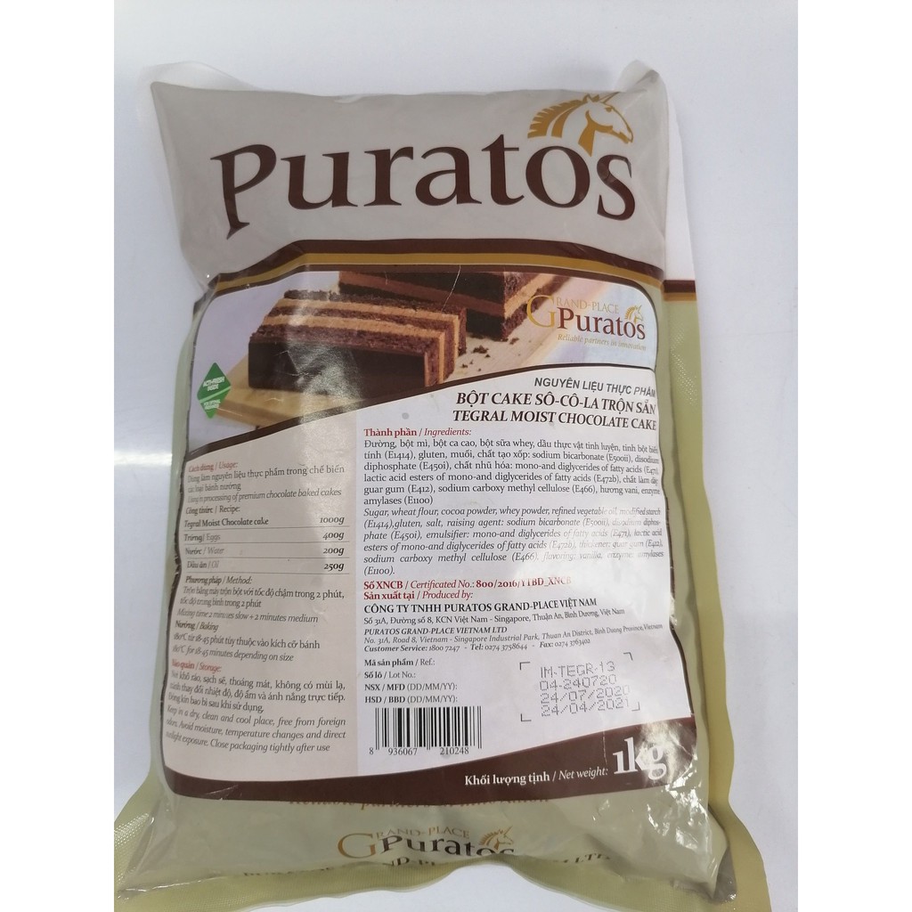 [Túi 1Kg – CHOCOLATE] BỘT TRỘN SẴN LÀM BÁNH [VN] PURATOS Tegral Moist Chocolate Cake (prt-hk5)