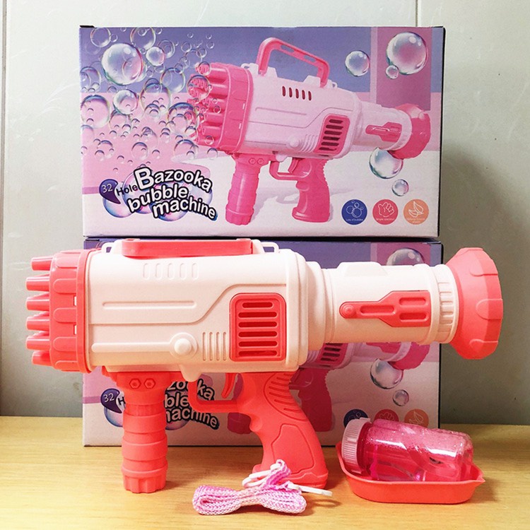 TẶNG KÈM PIN - Súng bắn bong bóng xà phòng 32 nòng chạy bằng pin siêu mạnh kèm dung dịch nhiều màu