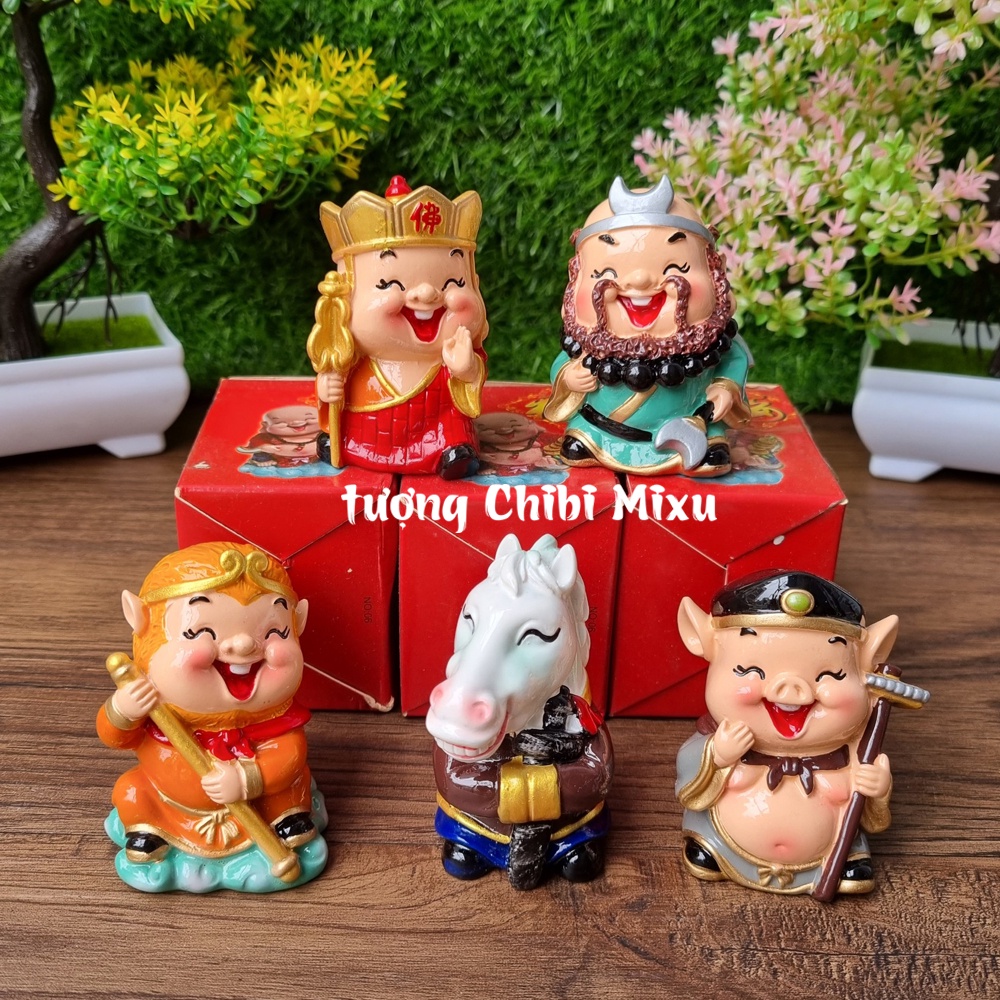 Bộ 05 tượng Tây Du Ký 6cm cao cấp - 05 thầy trò Đường Tăng thỉnh kinh