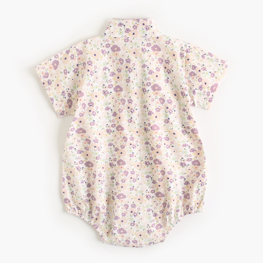 Bộ áo liền quần Sanlutoz chất liệu cotton họa tiết hoa phong cách công chúa thời trang mùa hè dành cho bé gái