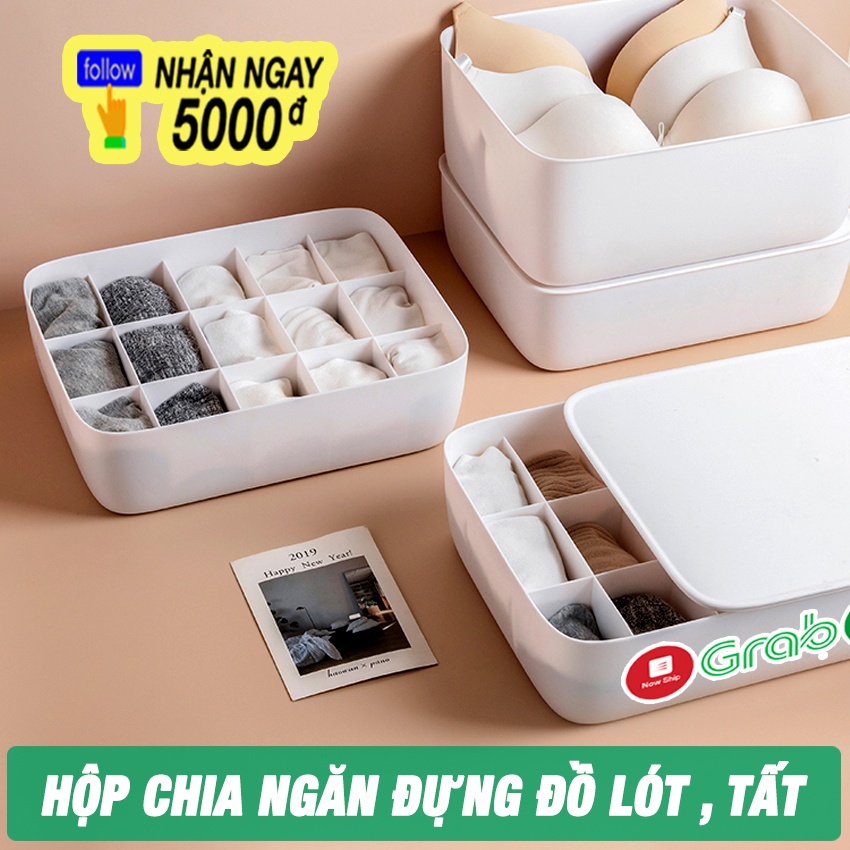 Ngăn Đựng Đồ Lót, Khay Nhựa 5 Ngăn Đựng Đồ Lót, Tất, Vớ – Loại Nhiều Ngăn Giúp Ngăn Nắp Nhà Cửa Và Tiết Kiệm Không Gian