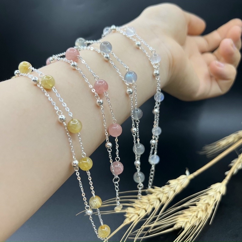 Vòng Tay Đá phong Thuỷ Phối Bạc 925 ( đủ màu cho tất cả các mệnh )