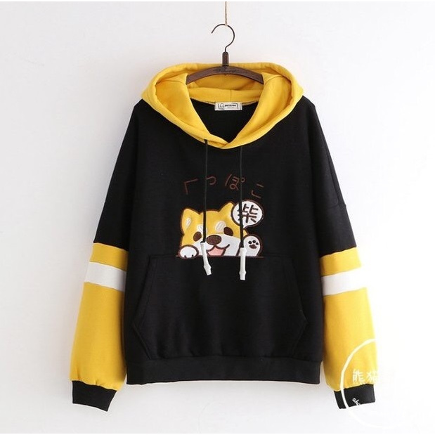 Áo Hoodie Nón Chui Trùm Đầu Nữ Nam Unisex Chất Vải Nỉ Poly Cún Nón Có Tai WAH065