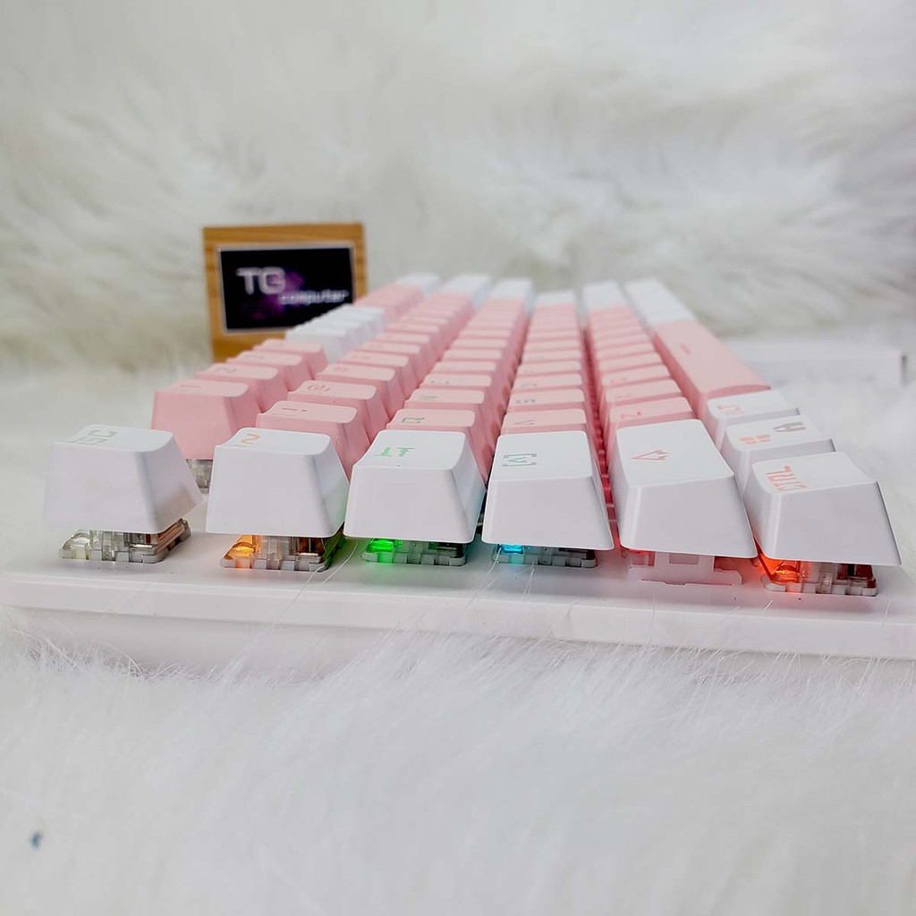 BÀN PHÍM CƠ Máy Tính Màu Hồng Led RGB - Màu xanh Chơi Game Dùng Văn Phòng Cực Đã - Loại BÀN PHÍM CƠ 87 phím