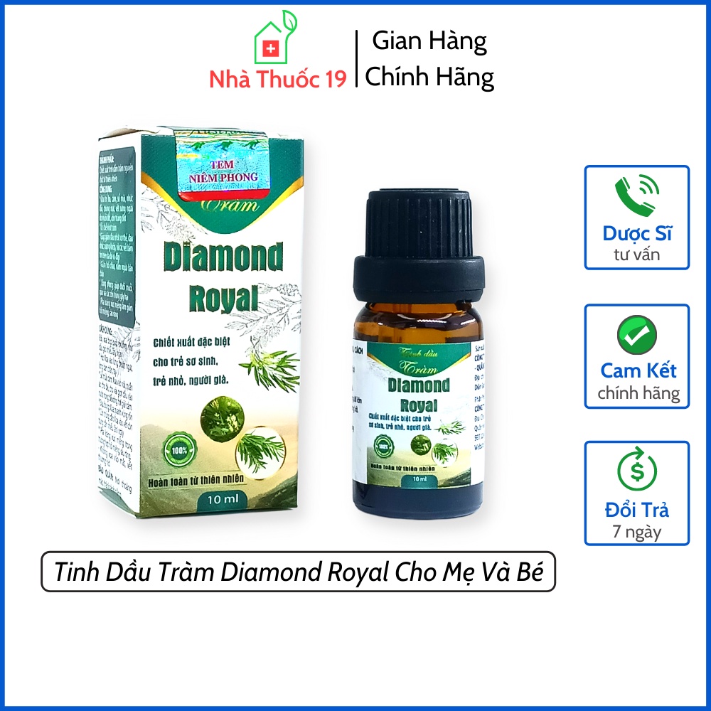 Tinh dầu tràm thiên nhiên nguyên chất Diamond Royal Lọ 10ml, làm ấm cơ thể, giải cảm cho bé