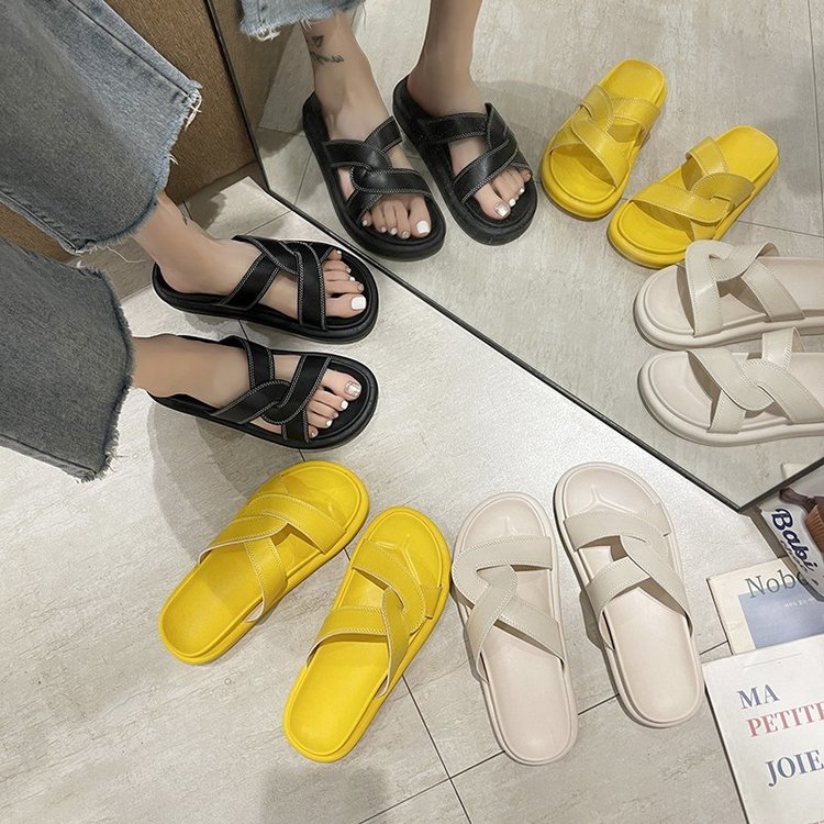 Dép Nữ Đế Bằng Mũi Tròn Quai Chéo Thời Trang | BigBuy360 - bigbuy360.vn