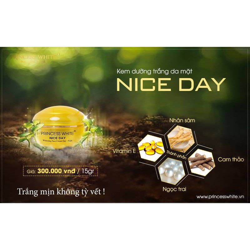 [MUA 1 TẶNG 1] KEM DƯỠNG TRẮNG DA MẶT NICE DAY TẶNG NẠ BẠCH CÚC TRÀ PRINCESS WHITE