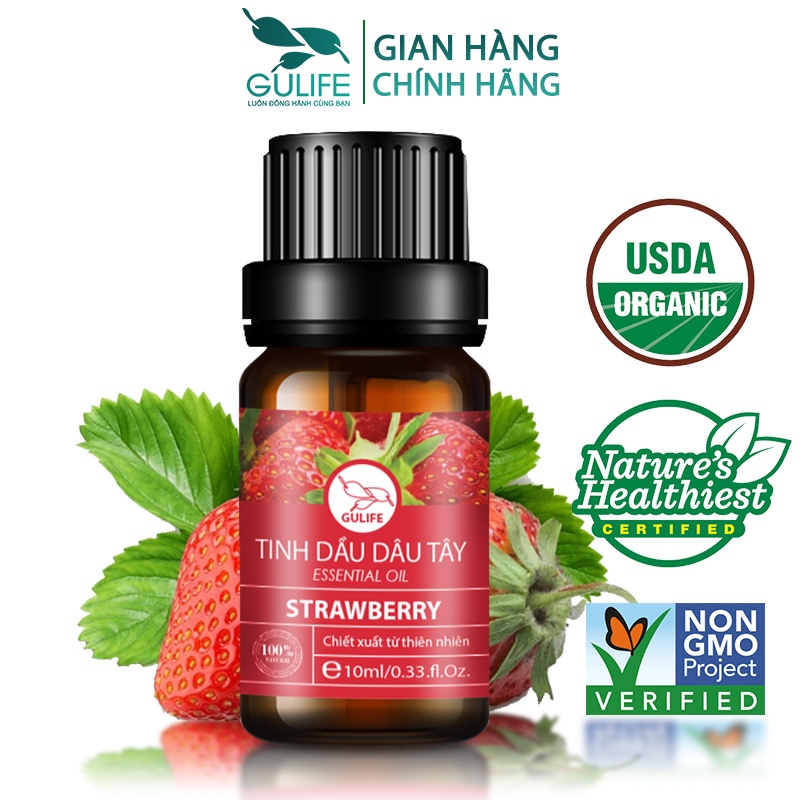 Tinh Dầu Thiên Nhiên Dâu Tây Nguyên Chất GULIFE-DT, Nhập Khẩu Cao Cấp, Tinh Dầu Xông Phòng Thư Giãn 10ml-50ml