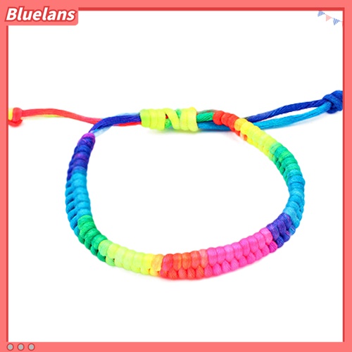 Vòng tay dây đan màu sắc cầu vồng phong cách Hàn Quốc