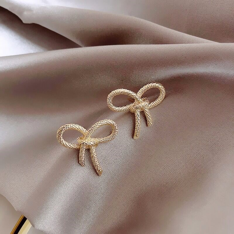 Bông tai mạ bạc 925 hình nơ đơn giản cho nữ