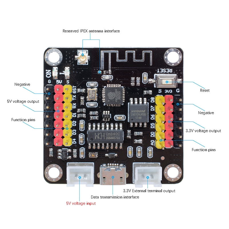 Bảng Mạch Phát Triển Micro Usb 3.3 / 5v Esp8266 Ch340 Wifi I / O Spi Uart Wpa Sta Ap Cho Arduino