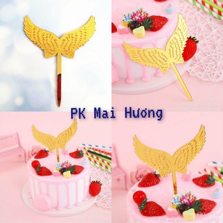 Phụ kiện trang trí bánh sinh nhật bánh kem - COMBO 10 thẻ meka CÁNH VÀNG