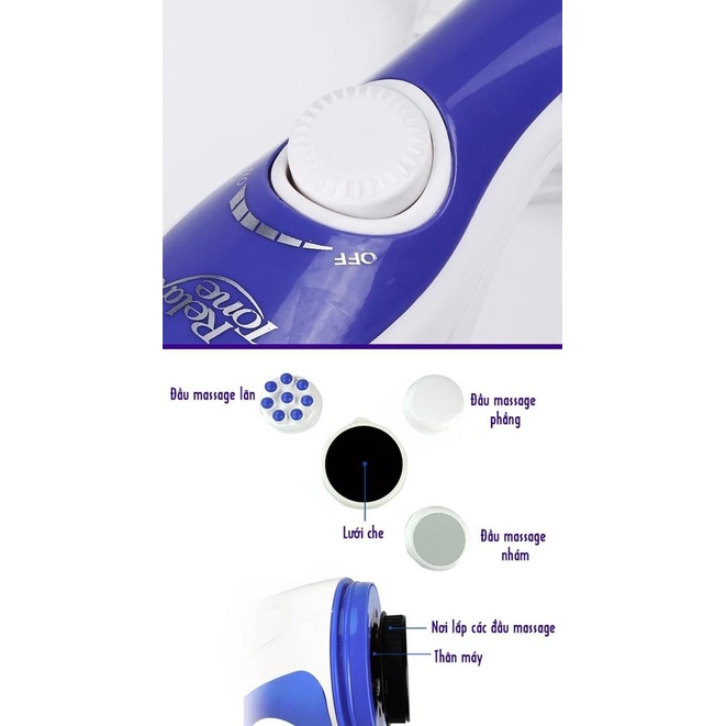 Máy Massage Cầm Tay Relax &amp; Spin Tone 5 Đầu Đánh Tan Mỡ Bụng Tăng Cường Tuần Hoàn Máu Giảm Các Cơn Đau Nhức Nhanh Chóng