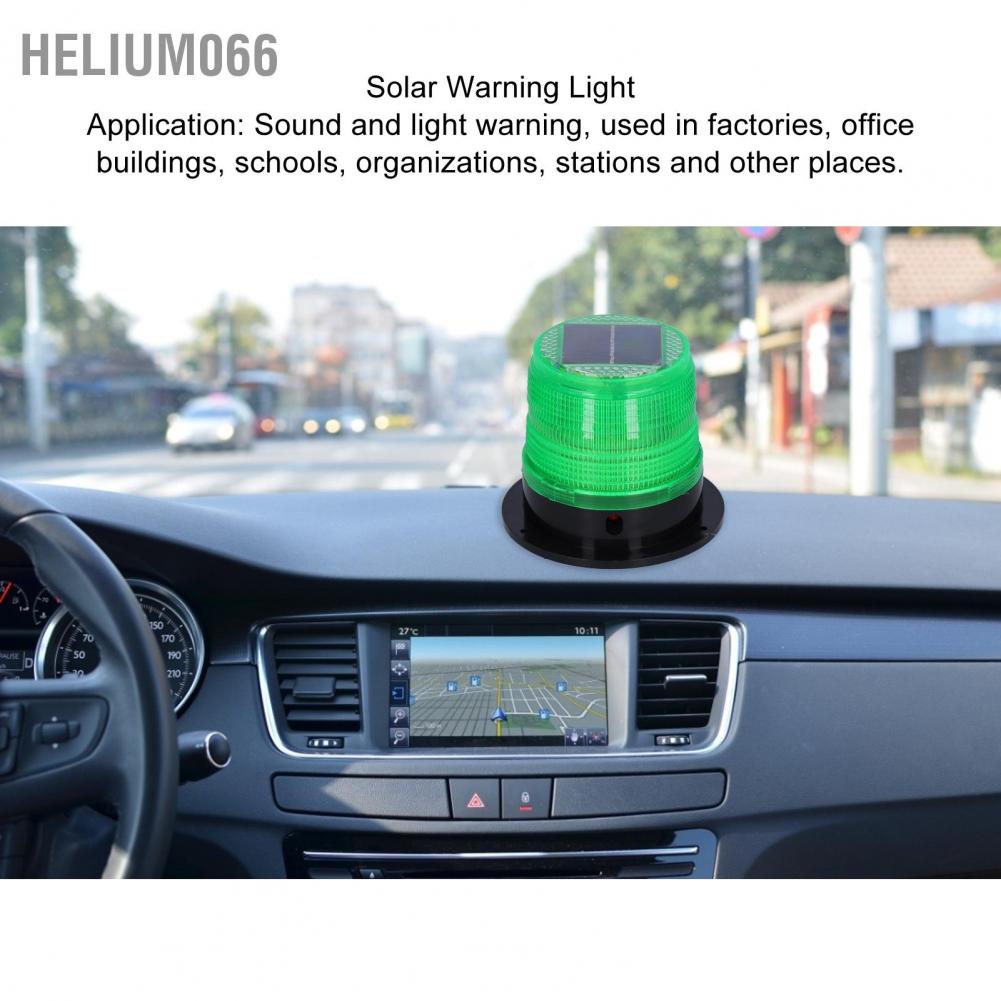 Helium066 LED Solar Power Warning Flashing Light Strobe with Magnetic Base for Construction Traffic (Green)