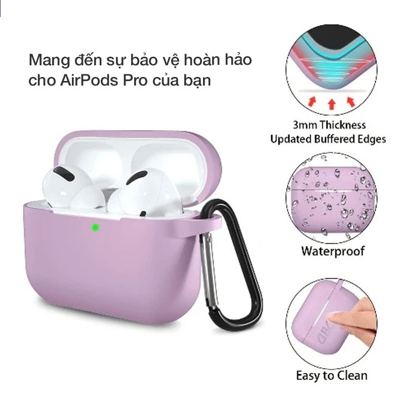 Case Airpods Pro trơn chất liệu silicon dẻo, vỏ ốp đựng bảo vệ tai nghe bluetooth Airpod