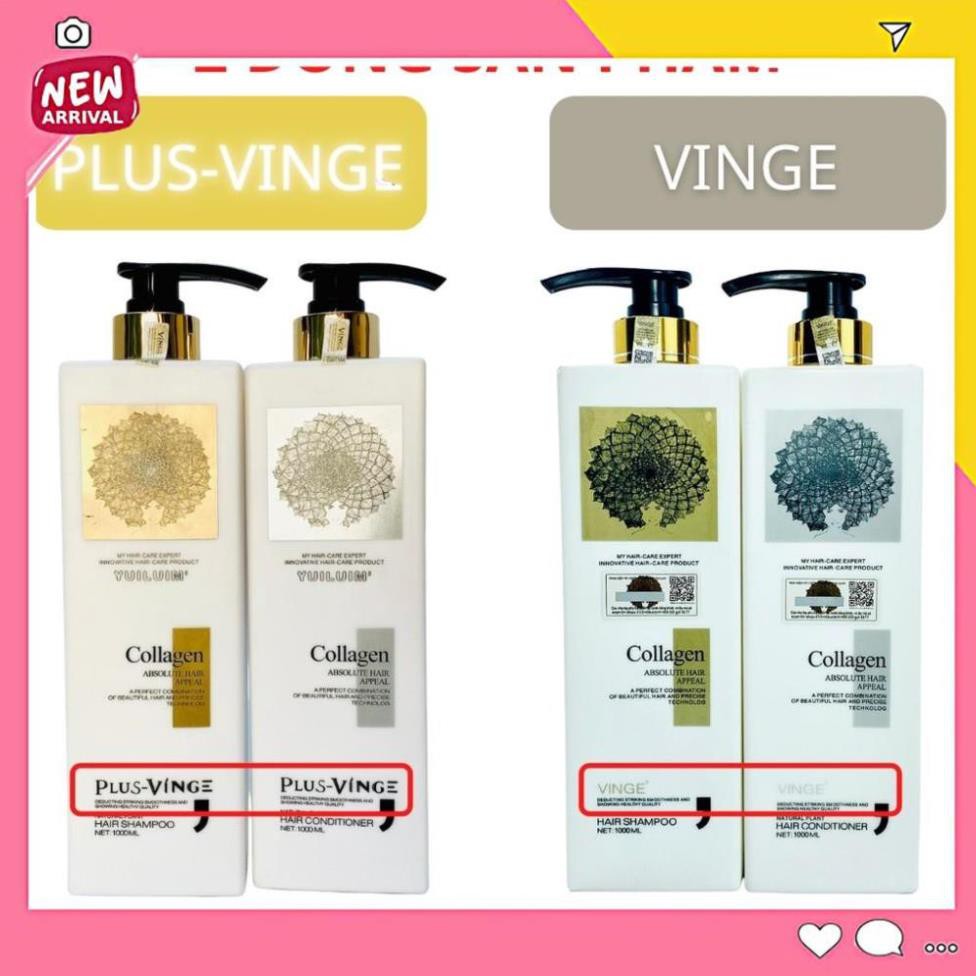 Cặp dầu gội dầu xả COLLAGEN VINGE PLUS 1000ML CHÍNH HÃNG