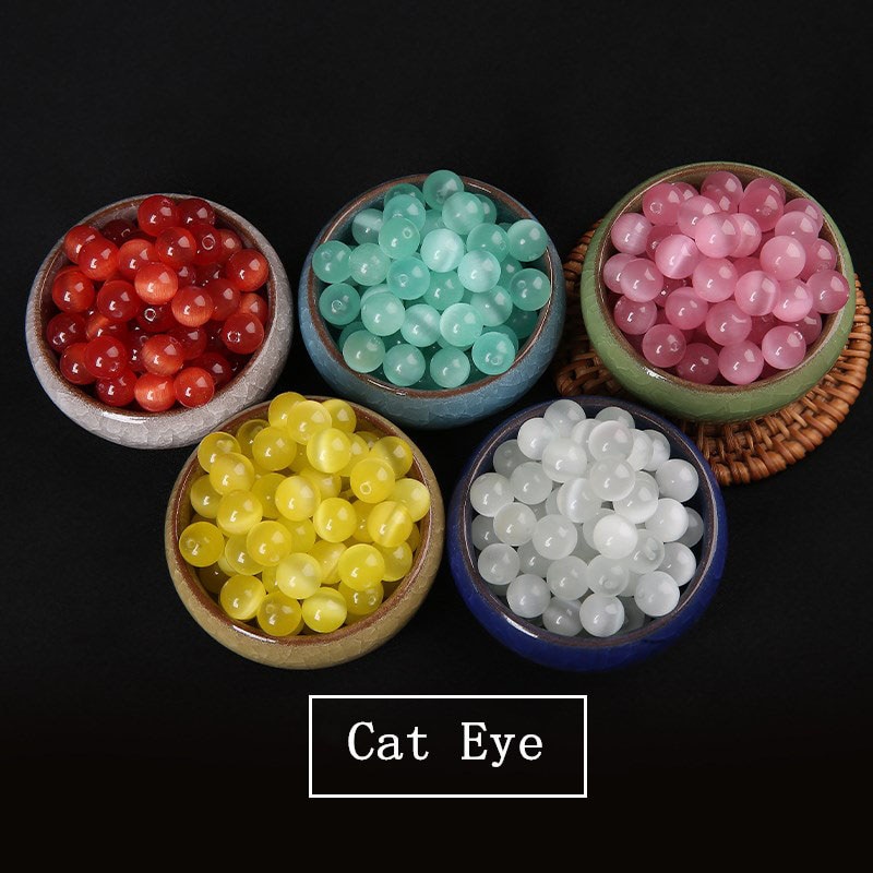 Chuỗi Hạt Tròn Màu Trắng/Xanh Dương Tự Nhiên Kích Thước 6/8/10mm Chất Lượng Cao Dùng Làm Trang Sức Thủ Công 15 Inch