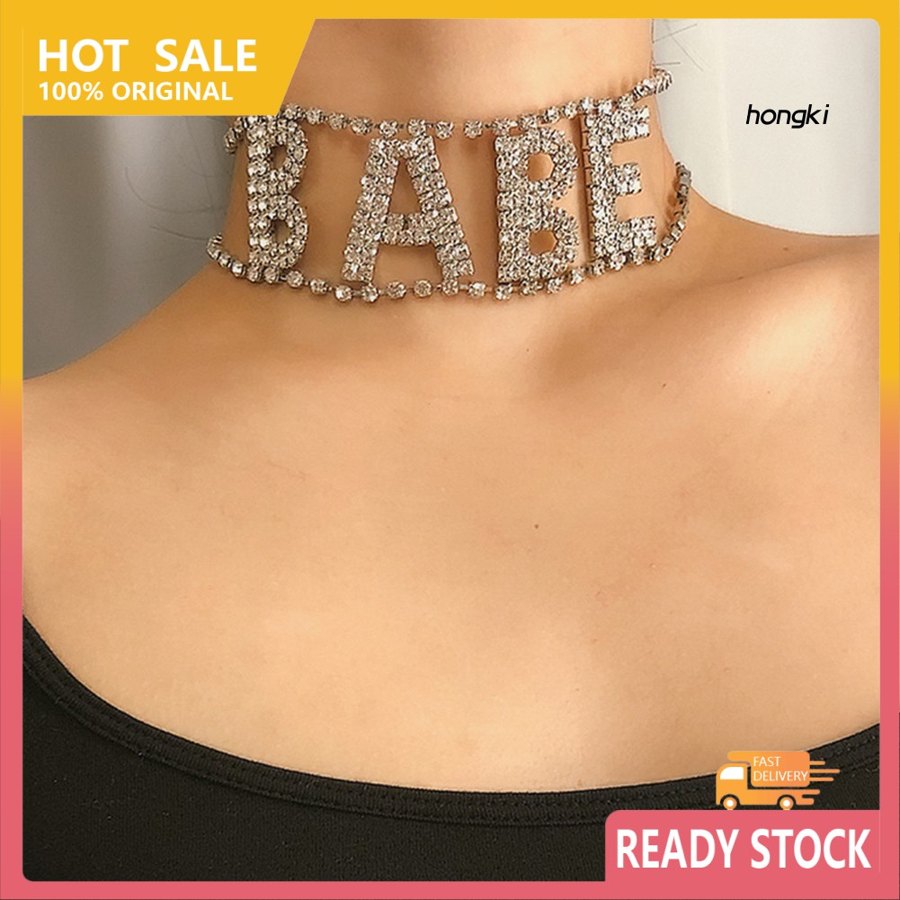 Vòng cổ hợp kim mặt chữ đính đá thời trang cho nữ