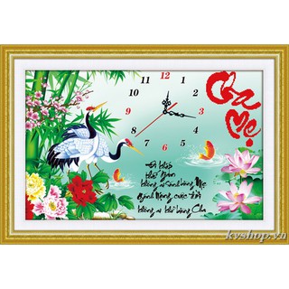 [ SALE] Tranh thêu cha mẹ đồng hồ 60x41cm