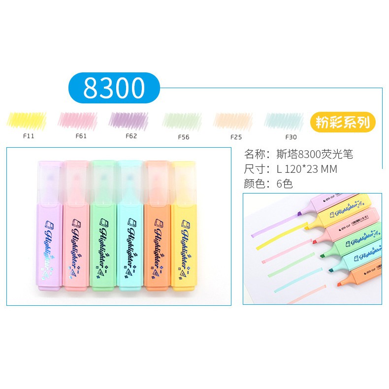 Set 6 cây bút Highlight pastel bút dạ quang, bút nhớ dòng chính hãng STA