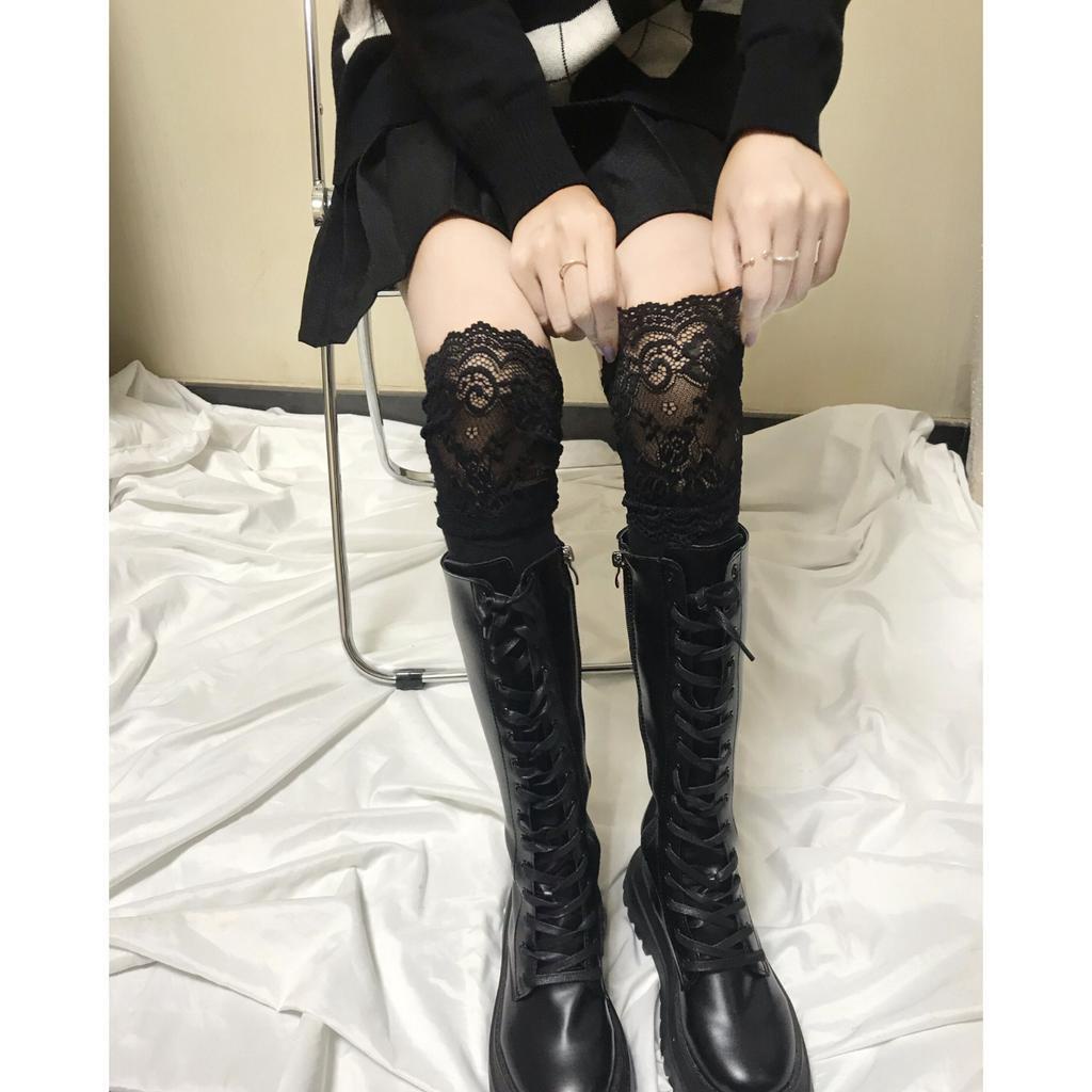 Giày Bốt Phối Ren Xinh Xắn Theo Phong Cách Nhật Bản 2021