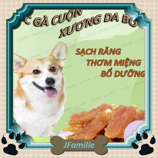 [SẠCH RĂNG]Ức Gà Cuộn Da Bò, Đồ Ăn Thú Cưng, Snack Cho Chó, Giàu Đạm, Bánh Thưởng Bổ Sung Dinh Dưỡng, 100gr - JF69