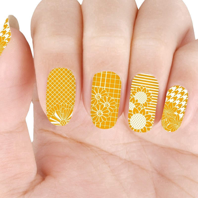 [Hàng mới về] Khuôn trang trí móng tay nghệ thuật họa tiết hình học và hoa 6 * 12cm