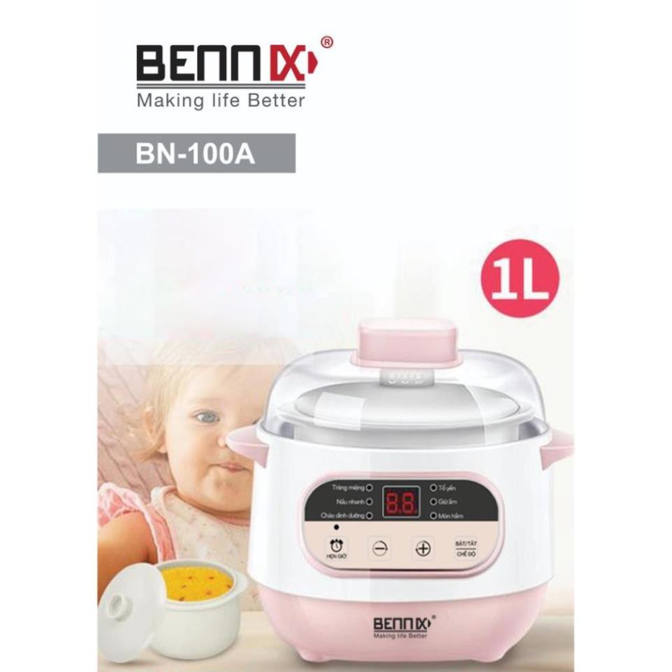 Nồi nấu cháo hầm cách thủy cho bé BENNIX A100, Bảo hành 12 tháng