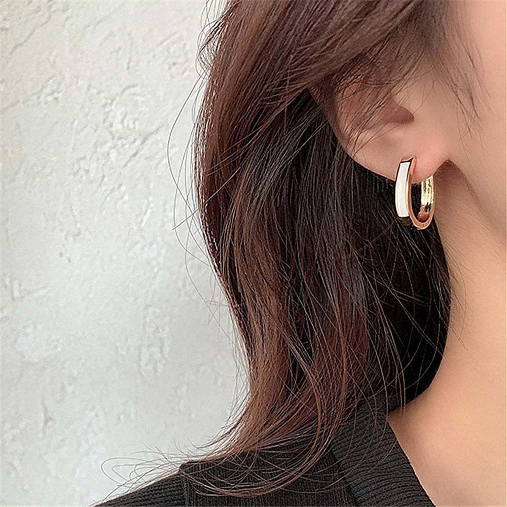 Bông Tai Hình Oval / Tròn Đơn Giản Thời Trang Cho Nữ