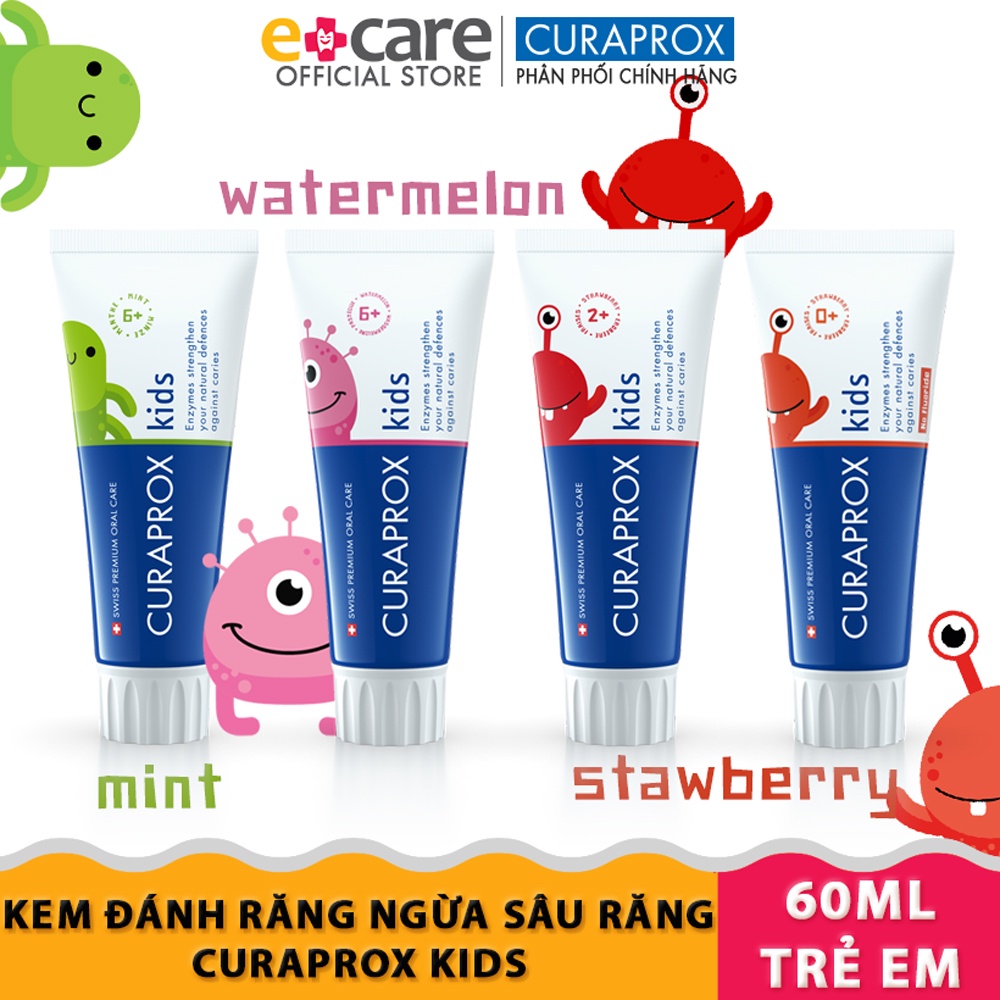 Kem đánh răng ngừa sâu răng dành cho bé curaprox kids 60ml - ảnh sản phẩm 1