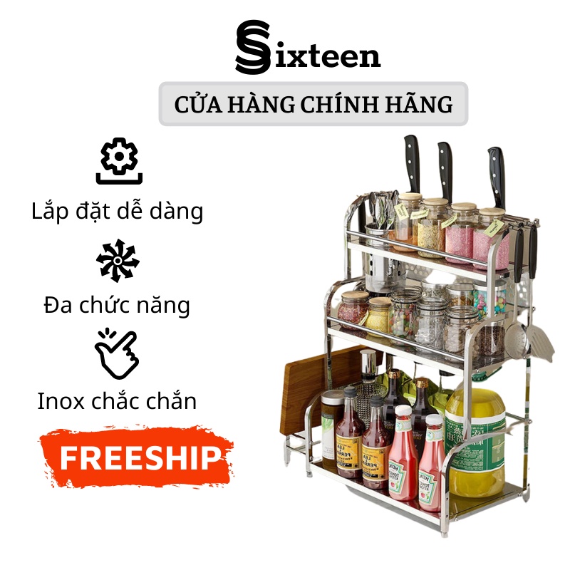 Kệ Gia Vị, Kệ Đựng Gia Vị Nhà Bếp Inox Chất Liệu Cao Cấp Chống Han Gỉ, Sang Trọng SIXTEEN